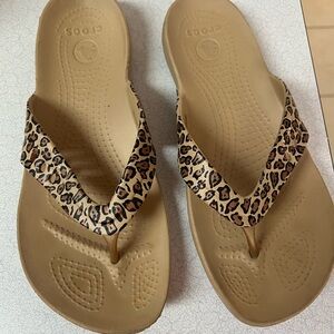 CROCS Women's Leopard Print Sandals